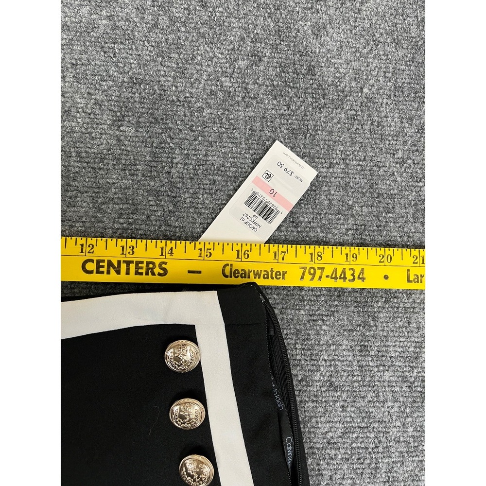 NWT Calvin Klein Pants Women's Black Flare Leg Gold Tone Sailor Button Size 10 - Picture 12 of 13